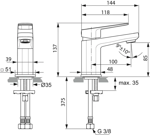 Waschtischarmatur Tonic II, 5 l/min., Piccolo, ohne Ablaufgarnitur, Ausladung 100mm, Chrom Waschtischarmatur Tonic II, 5 l/min., Piccolo, ohne Ablaufgarnitur, Ausladung 100mm, Chrom