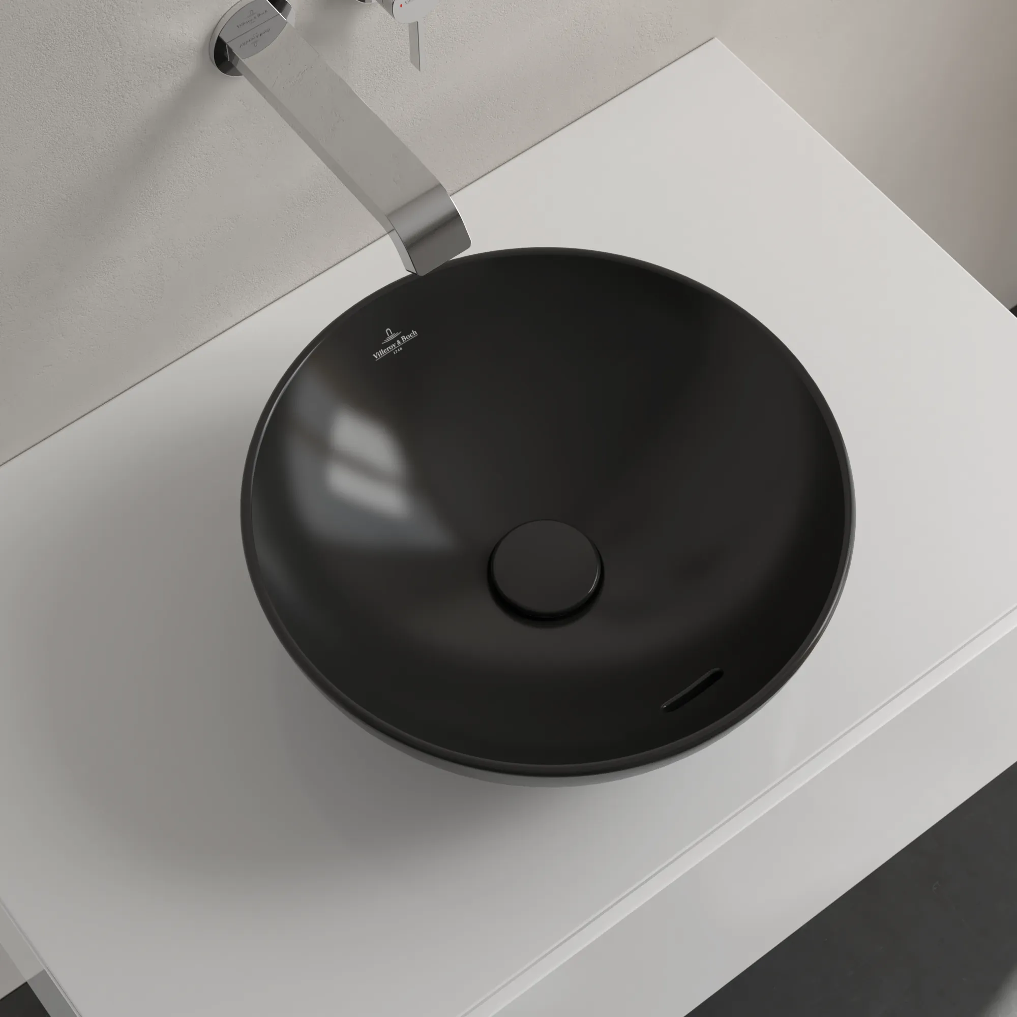 Villeroy & Boch Aufsatzwaschbecken Loop & Friends Pure Black CeramicPlus 380x380x150 mm mit Überlauf Villeroy & Boch Aufsatzwaschbecken Loop & Friends Pure Black CeramicPlus 380x380x150 mm mit Überlauf