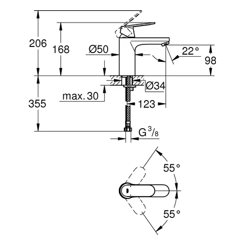 Einhand-Waschtischbatterie Eurosmart Cosmopolitan 23327, M-Size, Einlochmontage, glatter Körper, chrom Einhand-Waschtischbatterie Eurosmart Cosmopolitan 23327, M-Size, Einlochmontage, glatter Körper, chrom