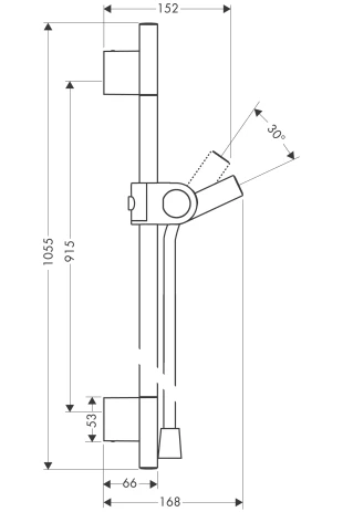 Brausenstange Axor Uno chrom mit Schlauch