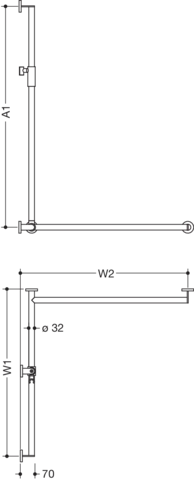 HEWI Duschhandlauf System 900 PG57, Edelstahl, matt geschliffen HEWI Duschhandlauf System 900 PG57, Edelstahl, matt geschliffen