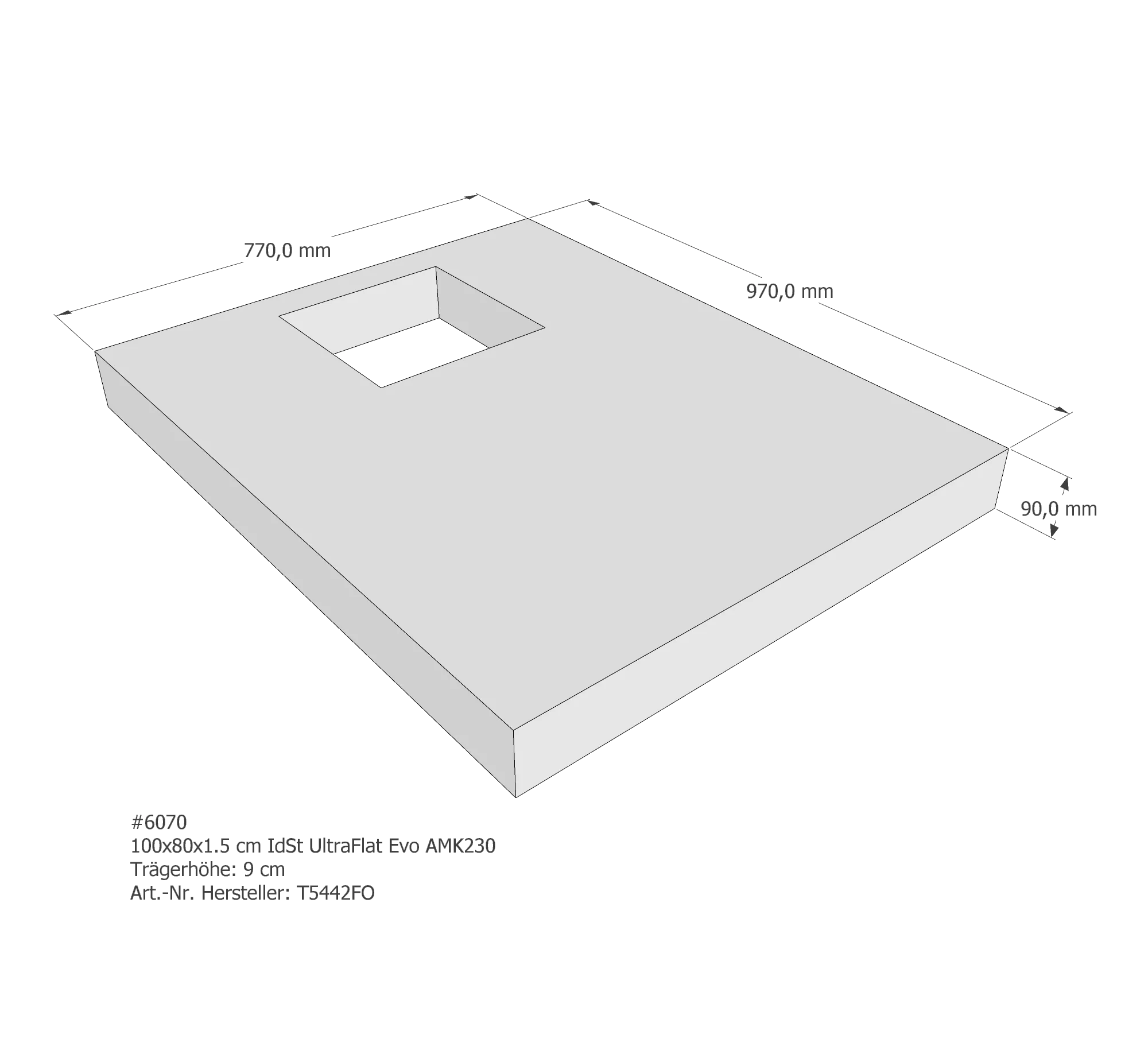 Duschwannenträger passend für Ideal Standard 100 × 80 × 1,5 cm