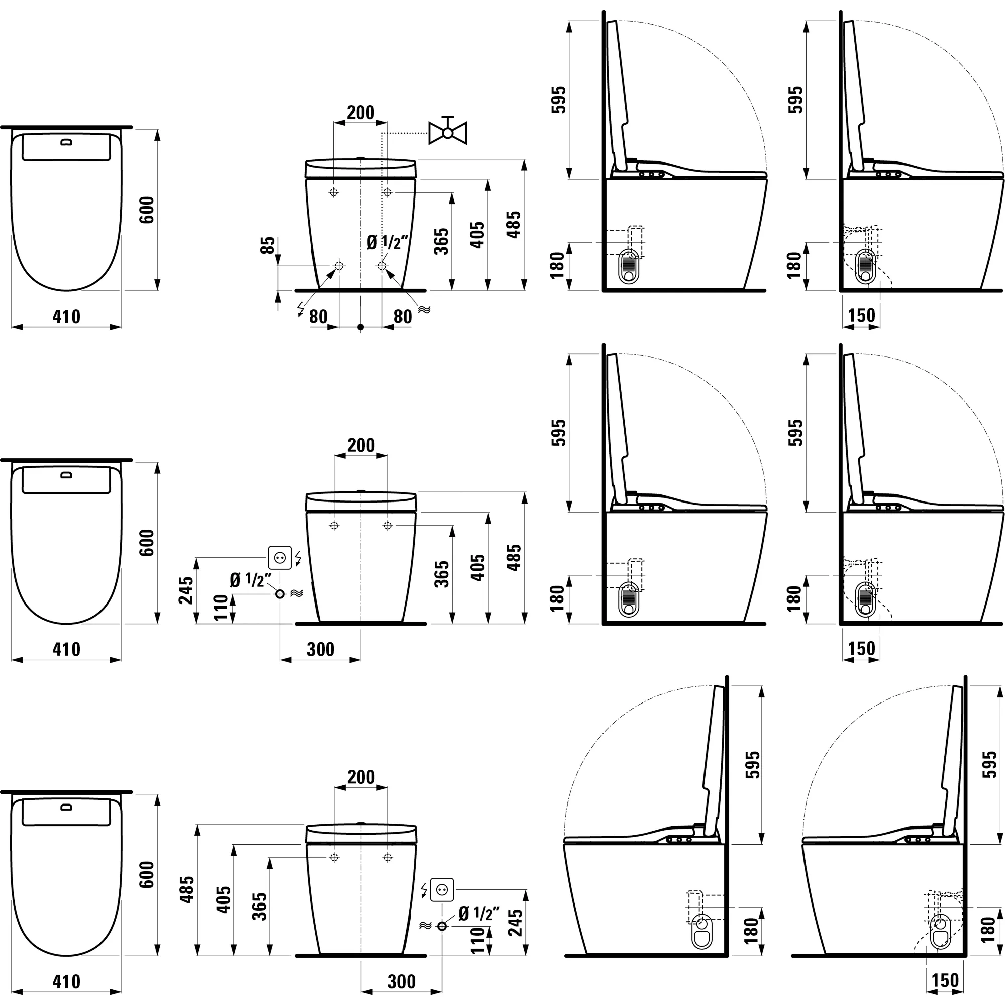 Laufen Dusch-WC ALVIA, wandhängend, Tiefspüler, LCC Weiß Laufen Dusch-WC ALVIA, wandhängend, Tiefspüler, LCC Weiß