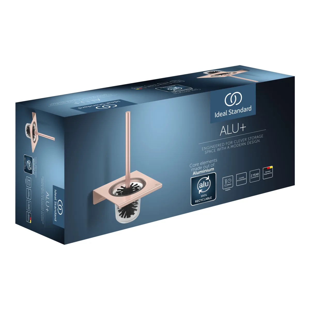 Ideal Standard Toilettenbürstengarnitur „Alu+“ 16 × 34,7 cm in Rose, Befestigung verdeckt Ideal Standard Toilettenbürstengarnitur „Alu+“ 16 × 34,7 cm in Rose, Befestigung verdeckt