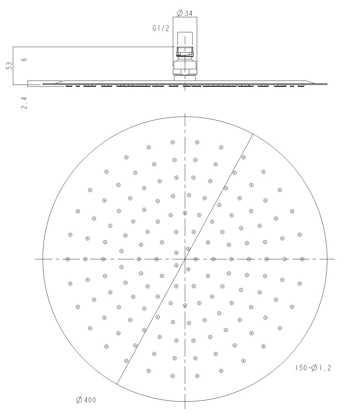 Kopfbrause AqvaGreen - rund - 400 mm Durchmesser - sichtbare Höhe 2,4 mm - "easy-clean" - 1/2″ IG - Kugelgelenk, 45° schwenkbar - 11,9 L/min bei 3 bar - Edelstahl, hochglanzpoliert Kopfbrause AqvaGreen - rund - 400 mm Durchmesser - sichtbare Höhe 2,4 mm - "easy-clean" - 1/2″ IG - Kugelgelenk, 45° schwenkbar - 11,9 L/min bei 3 bar - Edelstahl, hochglanzpoliert