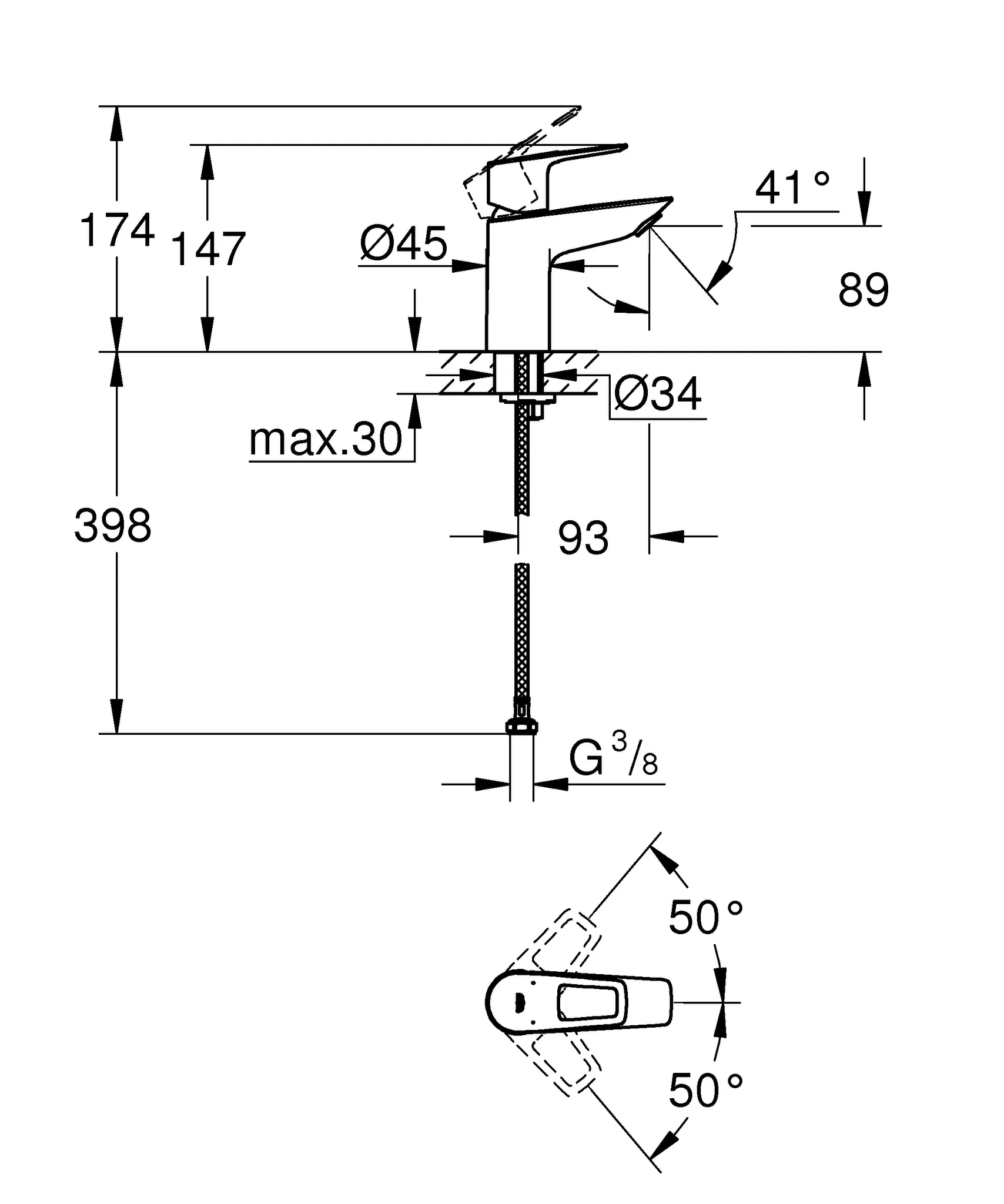 Einhand-Waschtischbatterie BauLoop 23337_1, S-Size, glatter Körper, Einlochmontage, mit Temperaturbegrenzer, EcoJoy Mousseur 5,7 l/min, chrom Einhand-Waschtischbatterie BauLoop 23337_1, S-Size, glatter Körper, Einlochmontage, mit Temperaturbegrenzer, EcoJoy Mousseur 5,7 l/min, chrom