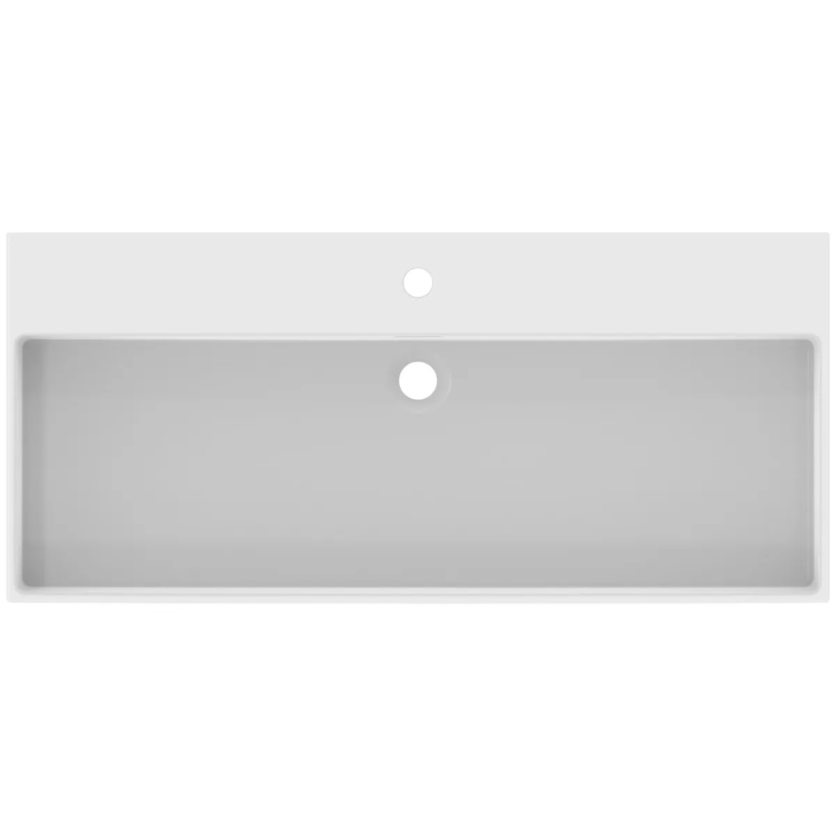 Waschbecken „Extra“ 100 × 45 × 15 cm, Hahnlochposition mittig in Seidenweiß Waschbecken „Extra“ 100 × 45 × 15 cm, Hahnlochposition mittig in Seidenweiß