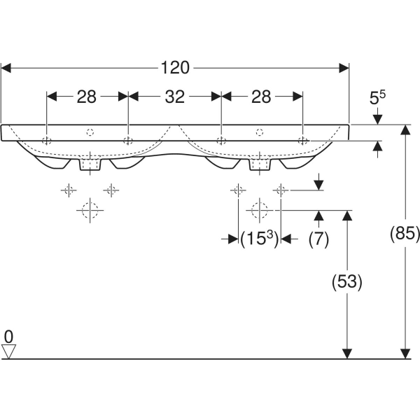 Wandwaschtisch „iCon Light“, links und rechts, rechteckig 120 × 48 cm in weiß alpin Wandwaschtisch „iCon Light“, links und rechts, rechteckig 120 × 48 cm in weiß alpin