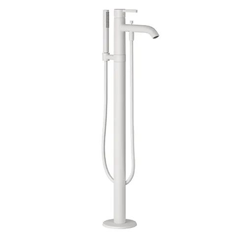 Kludi NOVA FONTE Pura Stand-Wannenfüll- und Brause-Einhandmischer mattweiß, DN 20, für freistehende Wannen, 1250 mm Brauseschlauch