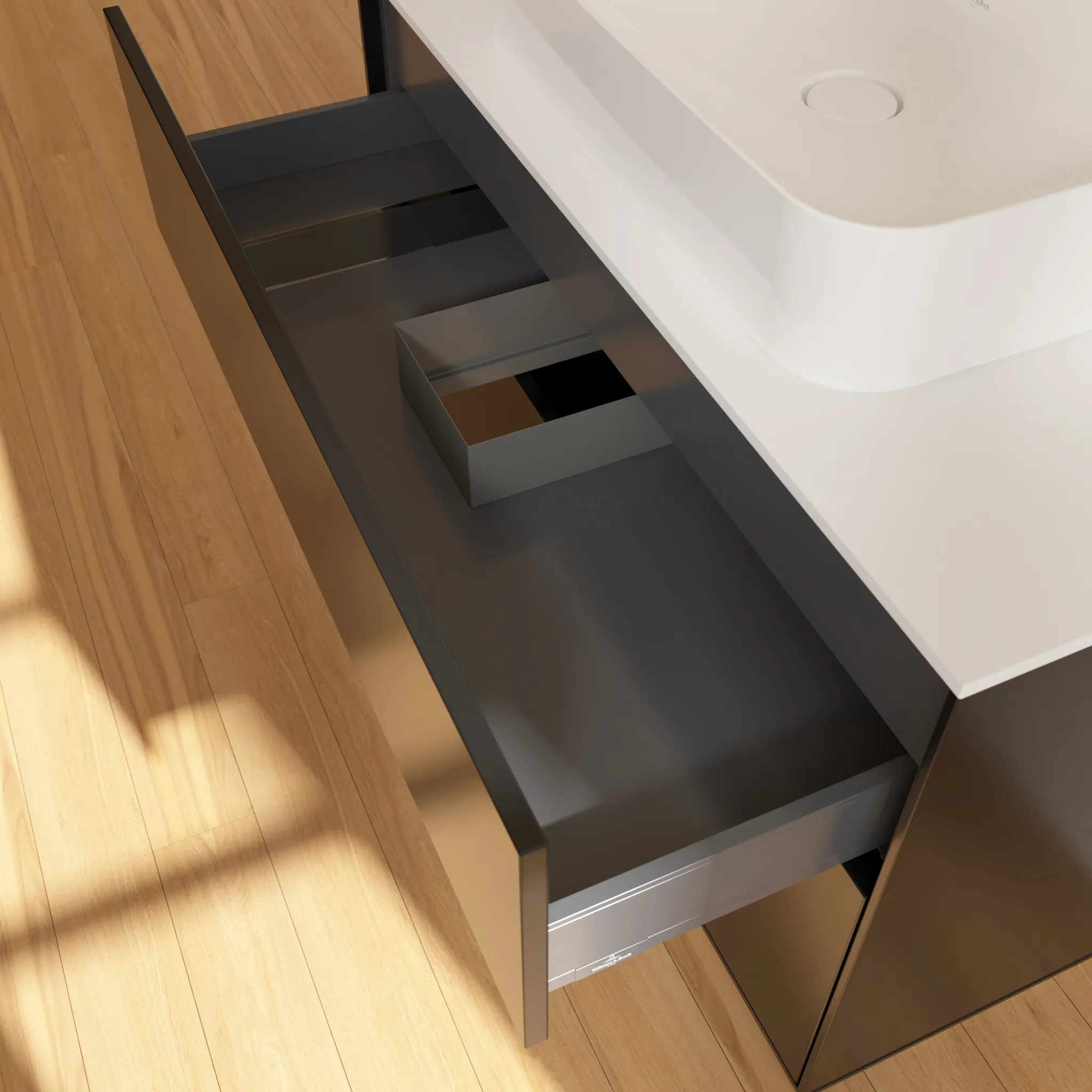 Villeroy & Boch Waschbeckenunterschrank Finion F10, 1000x603x501 mm, Black Matt Lacquer, mit SoftClosing und Push-to-open Funktion