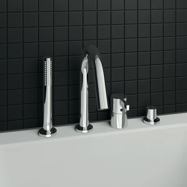 Ideal Standard Joy Armaturen, 4-Loch Wannenrandarmatur JOY, Auslauf, Stab-Handbrause und Umsteller, Chrom Ideal Standard Joy Armaturen, 4-Loch Wannenrandarmatur JOY, Auslauf, Stab-Handbrause und Umsteller, Chrom