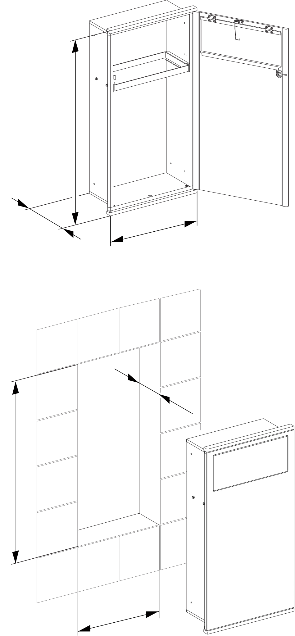 Plan Integral Modul Waschtisch 1 Anschlag rechts 326 x 625 x 143 mm verchromt/Aluminium silber