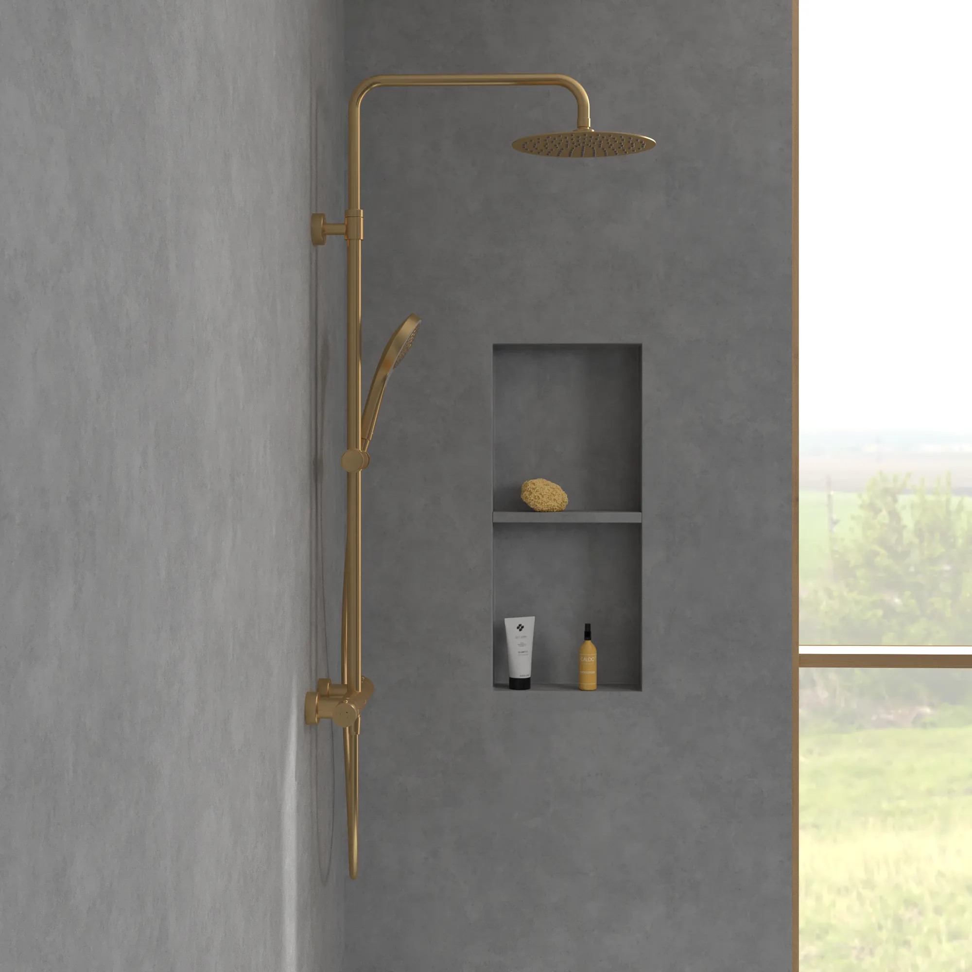 Gleitstangekombination „Verve Showers“, Befestigung verdeckt 47,2 cm in Brushed Gold Gleitstangekombination „Verve Showers“, Befestigung verdeckt 47,2 cm in Brushed Gold