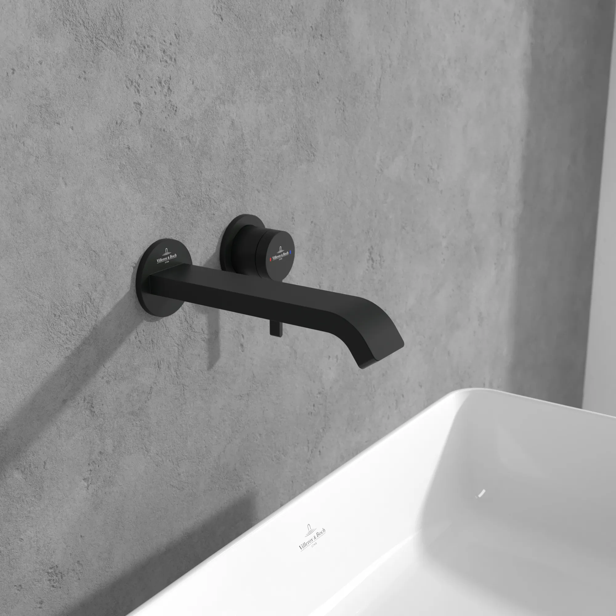 Villeroy & Boch Einhebel-Waschtischarmatur Dawn, 60x60x201 mm, Matt Black, AirPlus, SmartPressure, Wandmontage Villeroy & Boch Einhebel-Waschtischarmatur Dawn, 60x60x201 mm, Matt Black, AirPlus, SmartPressure, Wandmontage