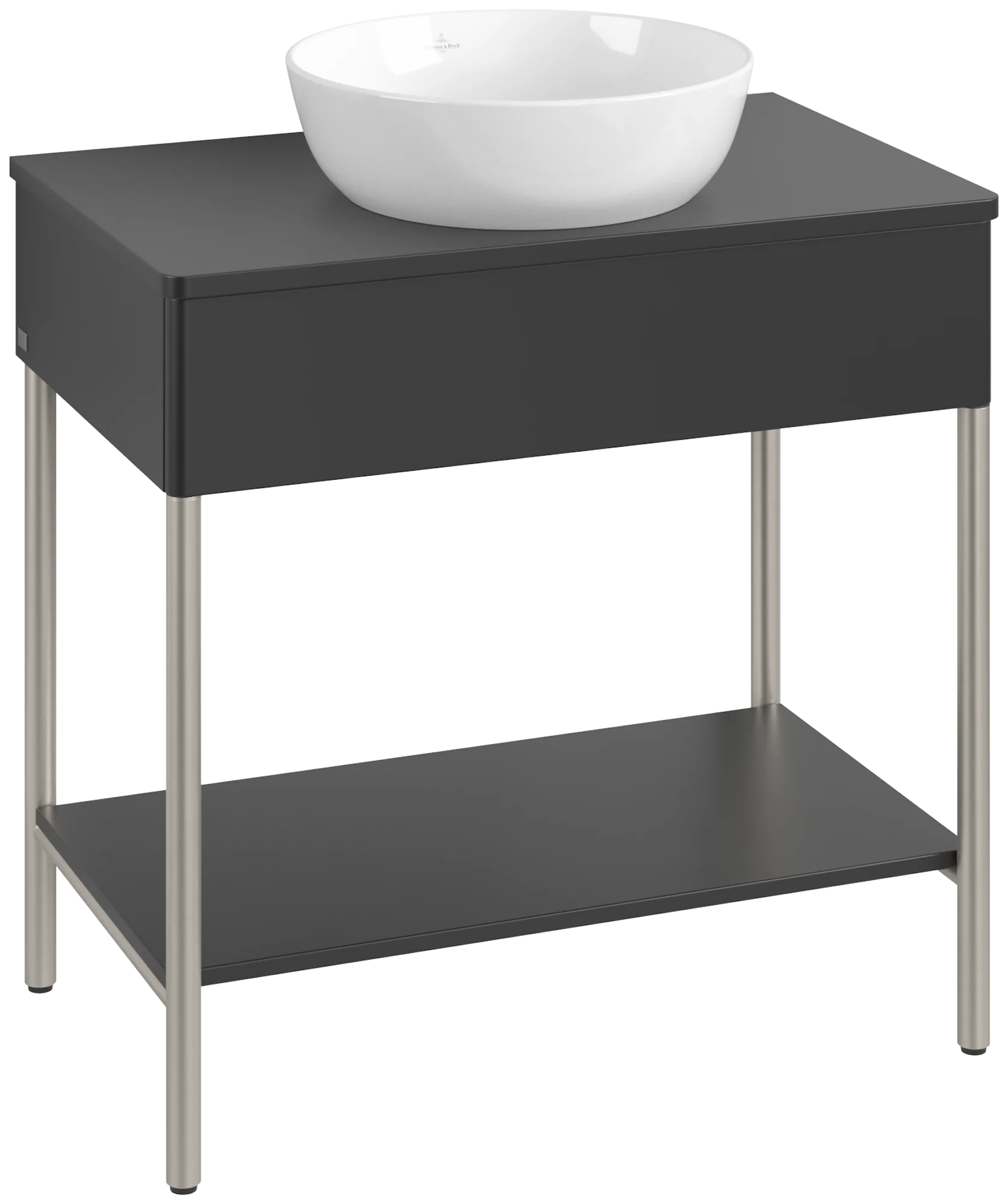 Villeroy & Boch Waschbeckenunterschrank Artis K63010, 800x782x500mm, Black Matt Lacquer, mit Metallgestell und Push-to-open Funktion Villeroy & Boch Waschbeckenunterschrank Artis K63010, 800x782x500mm, Black Matt Lacquer, mit Metallgestell und Push-to-open Funktion