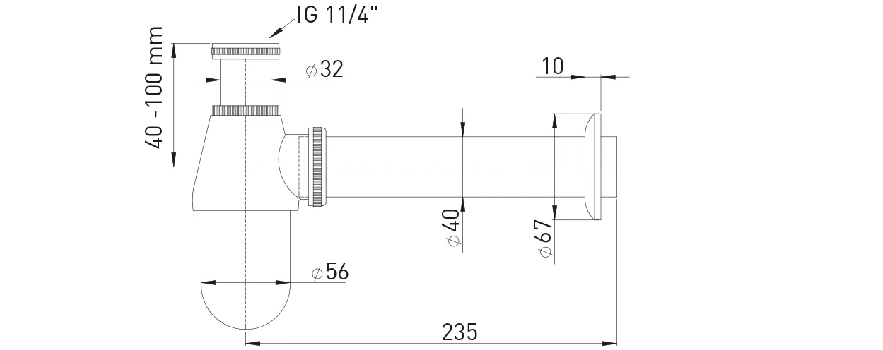 Flaschengeruchverschluss 1 1/4″ x 40 mm Messing verchromt / Tasse D=60 mm Flaschengeruchverschluss 1 1/4″ x 40 mm Messing verchromt / Tasse D=60 mm