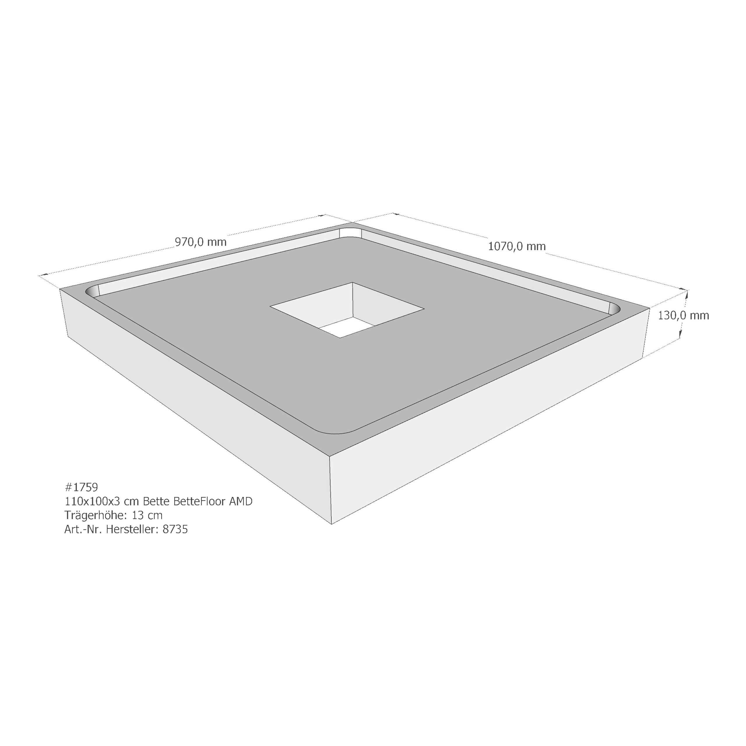 Duschwannenträger für Bette Floor 110 × 100 × 3 cm Duschwannenträger für Bette Floor 110 × 100 × 3 cm