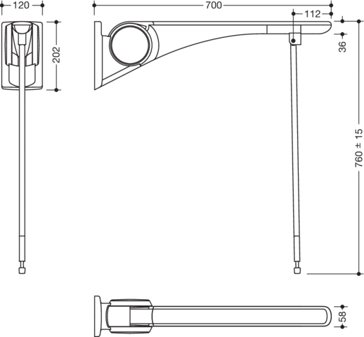 HEWI Stützklappgriff „Serie 802 LifeSystem“