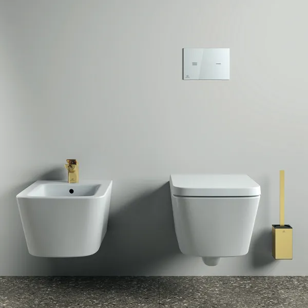 Ideal Standard WC-Bürstengarnitur Conca Cube, eckig, Brushed Gold Ideal Standard WC-Bürstengarnitur Conca Cube, eckig, Brushed Gold