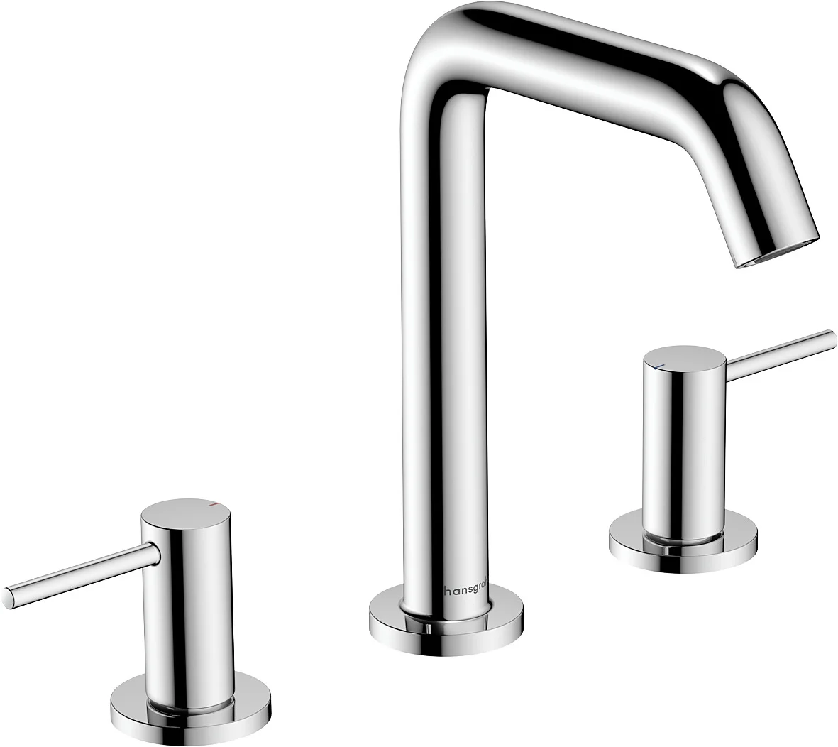 Hansgrohe Tecturis S 3-Loch Waschtischarmatur 150 EcoSmart+ mit Push-Open Ablaufgarnitur, Chrom
