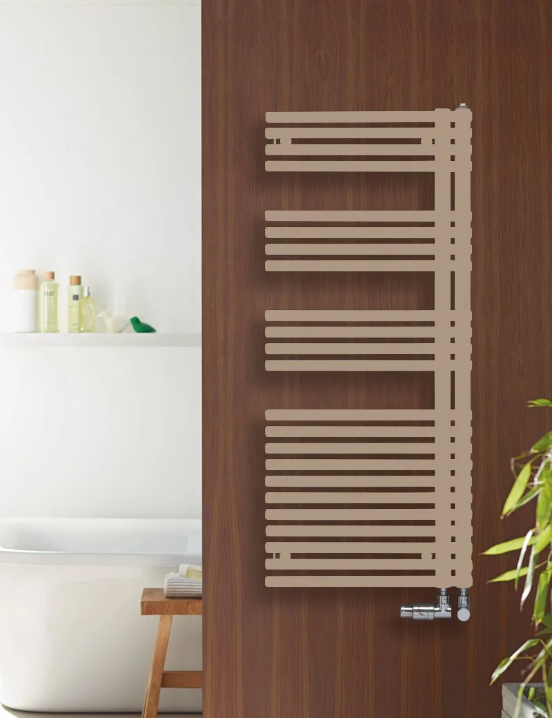 Zehnder Design-Heizkörper Forma Asym links, 1161x60x496 mm, Beige Quar., Wärmeleistung geprüft nach EN 442, CE-geprüft