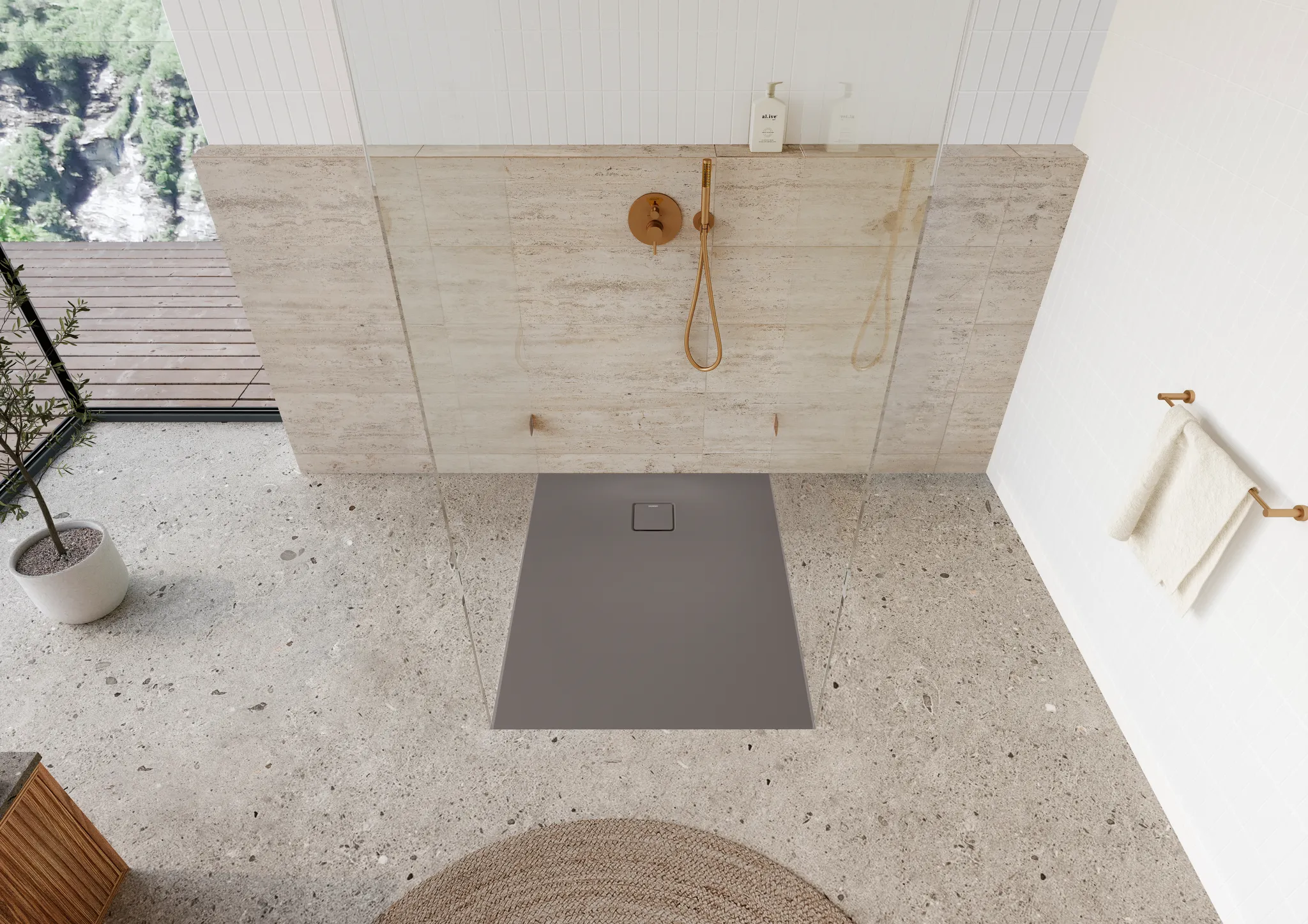 Kaldewei rechteck Duschwanne „ALUVIA“ 1000 × 1500 mm in warm grey 70