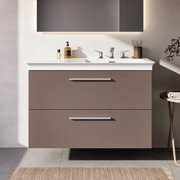 Ideal Standard Möbelwaschtischunterschrank i.life B 2 Auszüge Siphon rechts 1000x505x630mm CarbongrauMatt Ideal Standard Möbelwaschtischunterschrank i.life B 2 Auszüge Siphon rechts 1000x505x630mm CarbongrauMatt