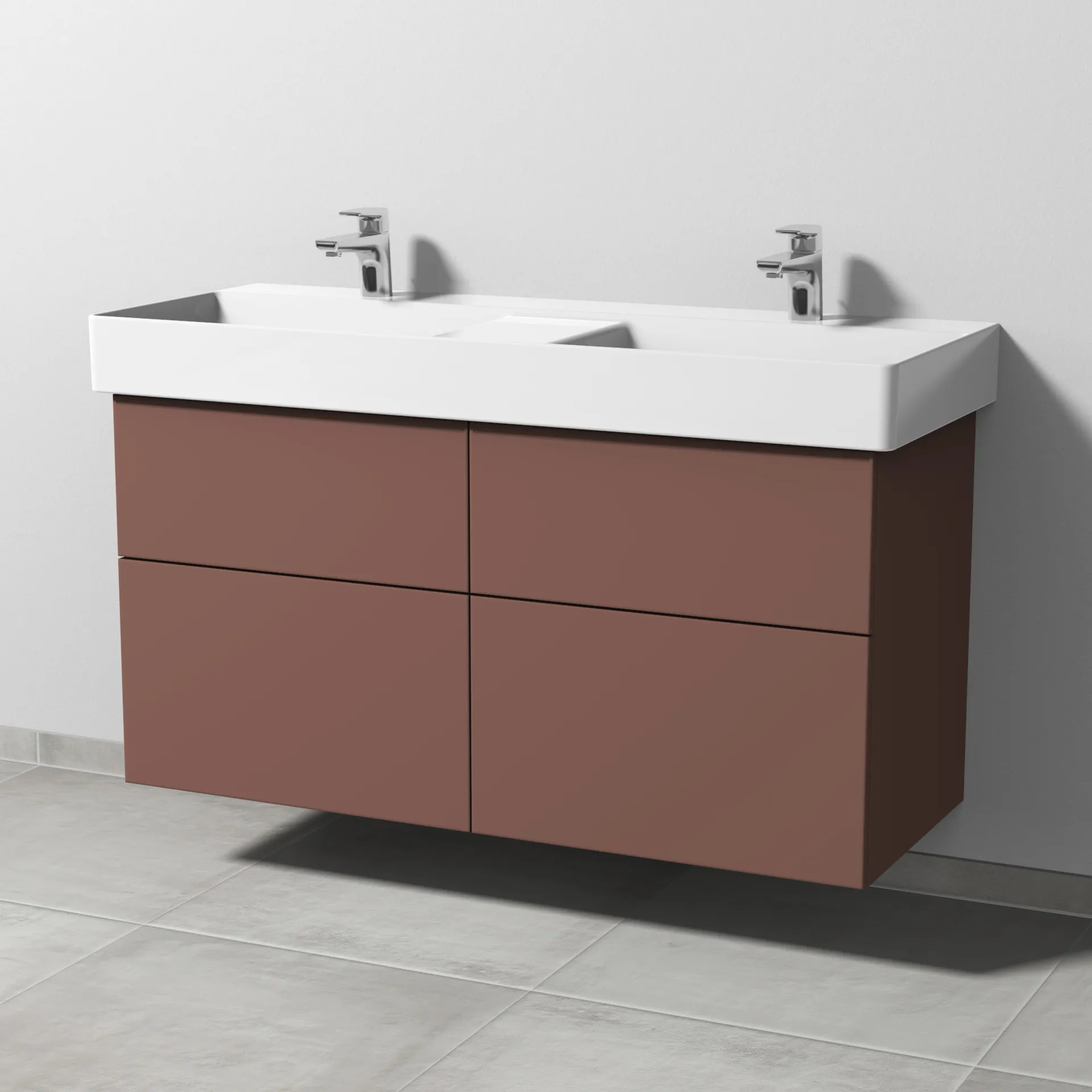 Sanipa Waschtischunterschrank „3way“ passend zu Keramik-Waschtische Dura Square von Duravit 1140 × 588 × 447 mm in Wine-Red