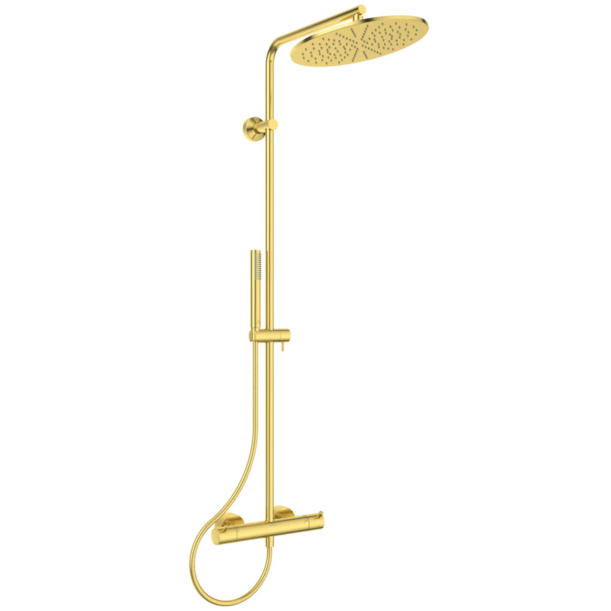 Ideal Standard Ceratherm T125 Duschsystem mit Badethermostat Pin-Griffe Brushed Gold