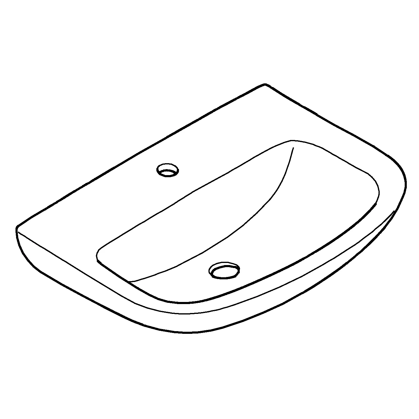 Waschtisch Bau Keramik 39421, wandhängend, 609 x 442 mm, 1 Hahnloch, mit Überlauf, aus Sanitärkeramik, alpinweiß