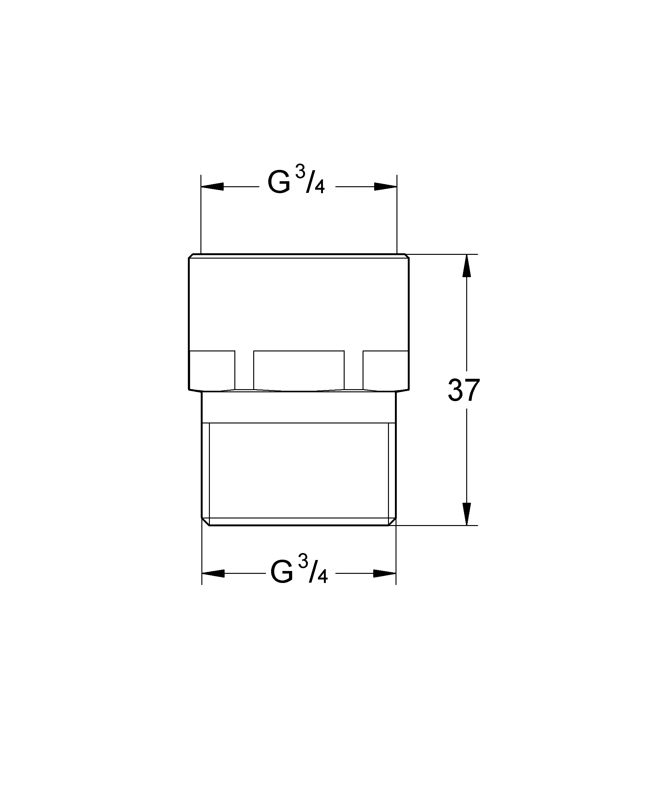 Original WAS Schlauchplatzsicherung 41001, DN 20, für 1/2'' Schläuche, Innengewinde 3/4'', Außengewinde 3/4'', chrom