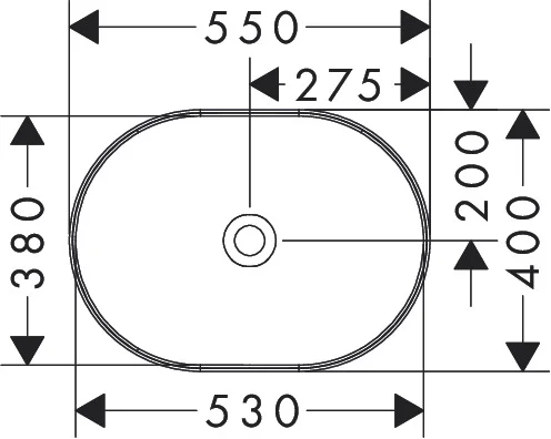 Hansgrohe Aufsatzwaschtisch Xuniva U, weiß, 550x400 mm, glänzend, ohne Hahnloch und Überlauf Hansgrohe Aufsatzwaschtisch Xuniva U, weiß, 550x400 mm, glänzend, ohne Hahnloch und Überlauf
