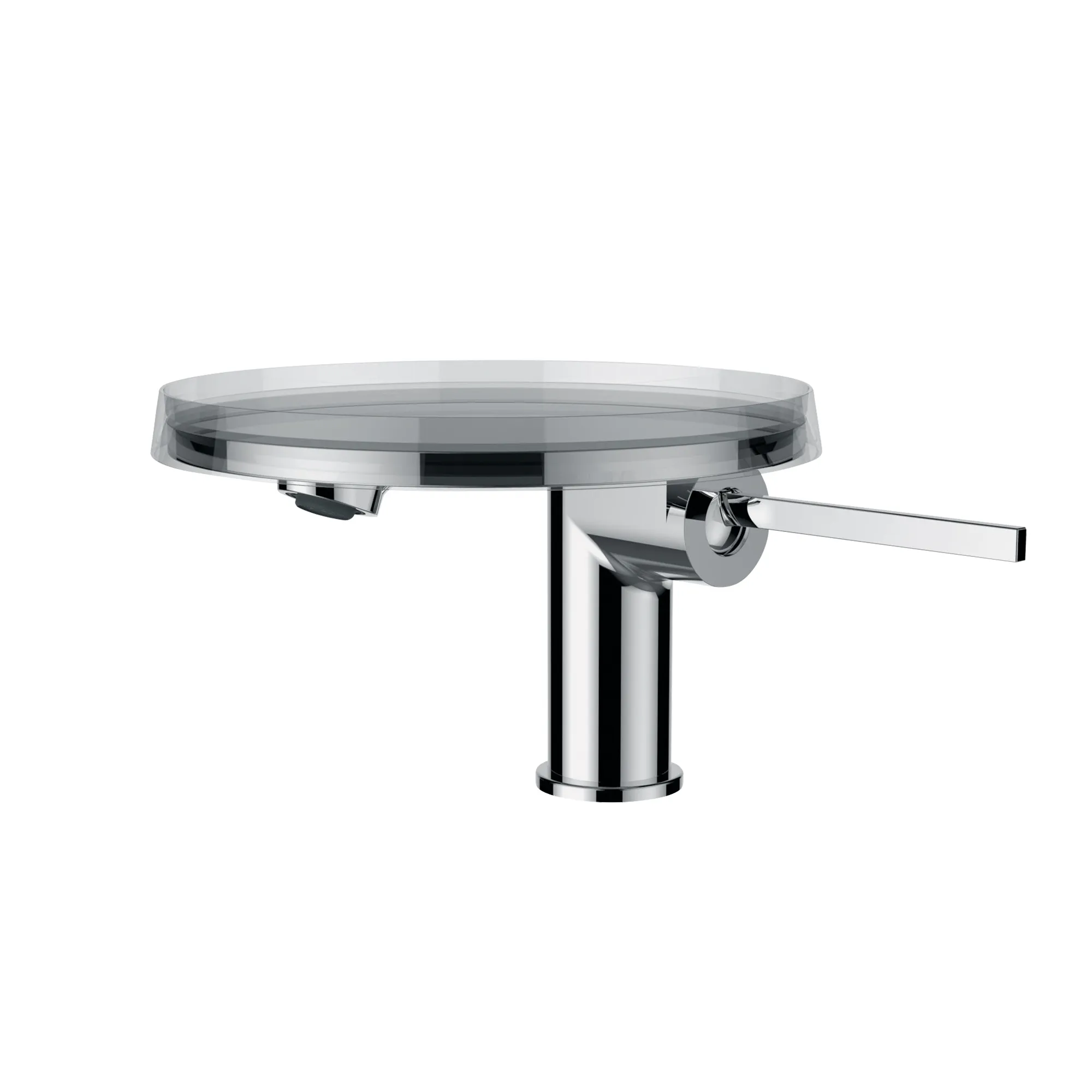 Einhebel-Waschtischmischer mit Deko-Disk (transparent) Kartell Festauslauf Ausladung 110 mm ohne Ablaufventil mit Ablaufventilhebel chrom Einhebel-Waschtischmischer mit Deko-Disk (transparent) Kartell Festauslauf Ausladung 110 mm ohne Ablaufventil mit Ablaufventilhebel chrom