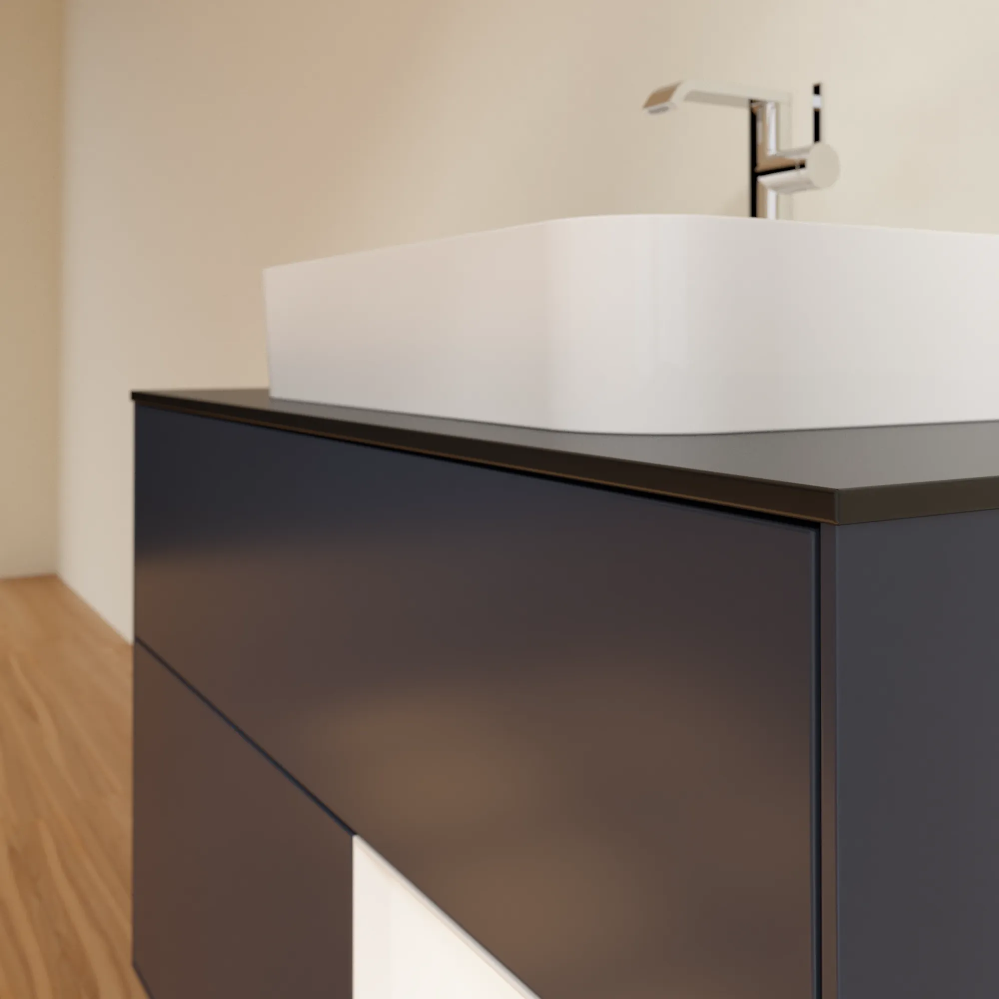 Villeroy & Boch Waschtischunterschrank „Finion“ für Schrankwaschtisch 1000 × 603 × 501 mm Midnight Blue Matt Lacquer, für Becken mittig