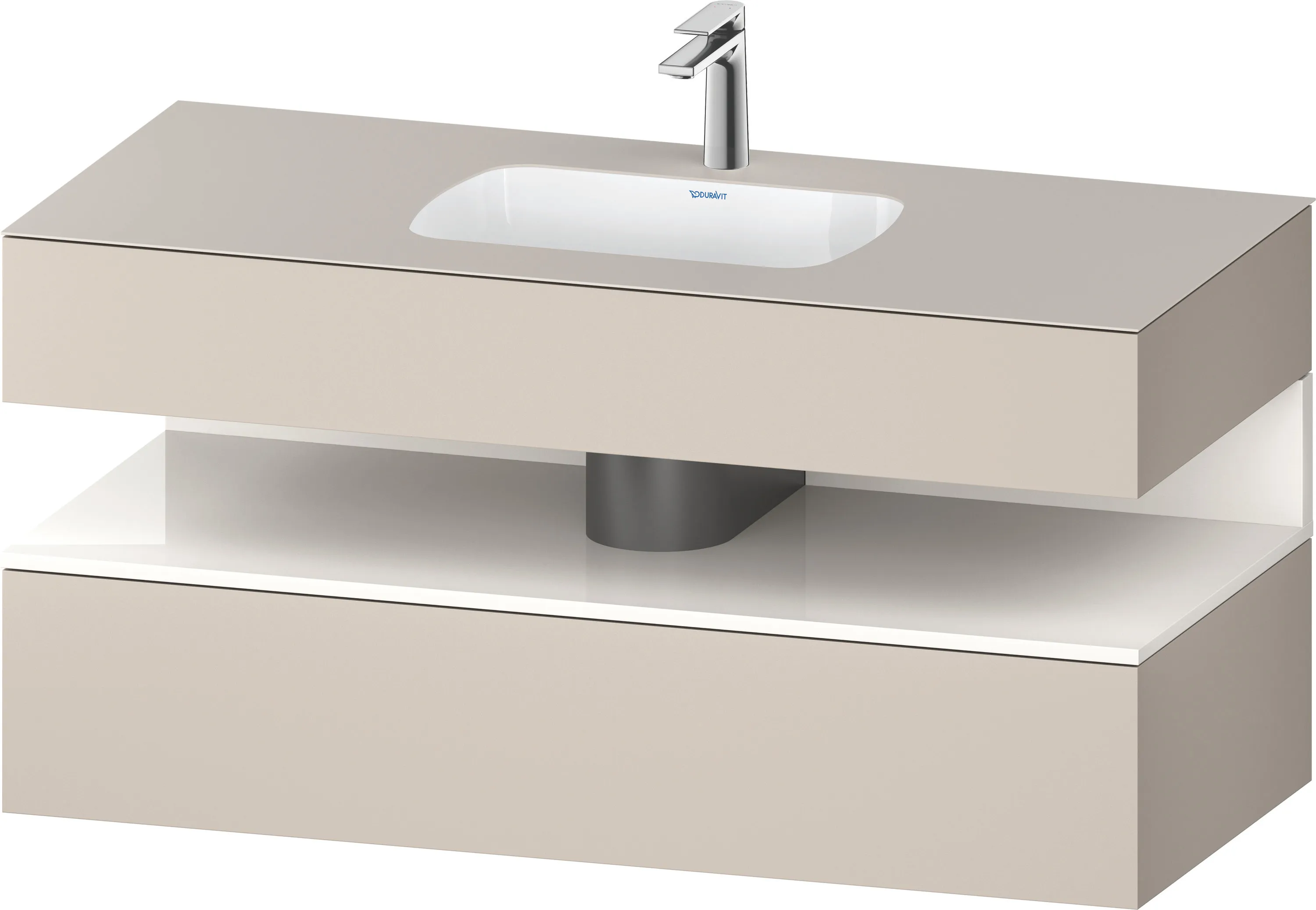 Einbauwaschtisch mit Konsolenwaschtischunterbau „Qatego“ 120 × 55 × 60 cm, ohne Beleuchtung