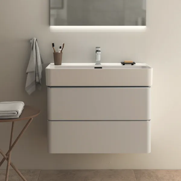 Waschbecken „StradaII“ 80 × 43 × 17 cm, Hahnlochposition mittig in Weiß