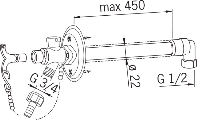 HA Gartenventil HANSA 6950 mit Sicherungseinrichtung DN15 Chrom