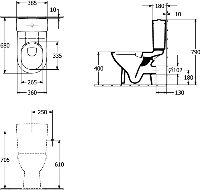Villeroy & Boch O.novo Spülkasten 5760S1, 385x165x360mm, Weiß Alpin