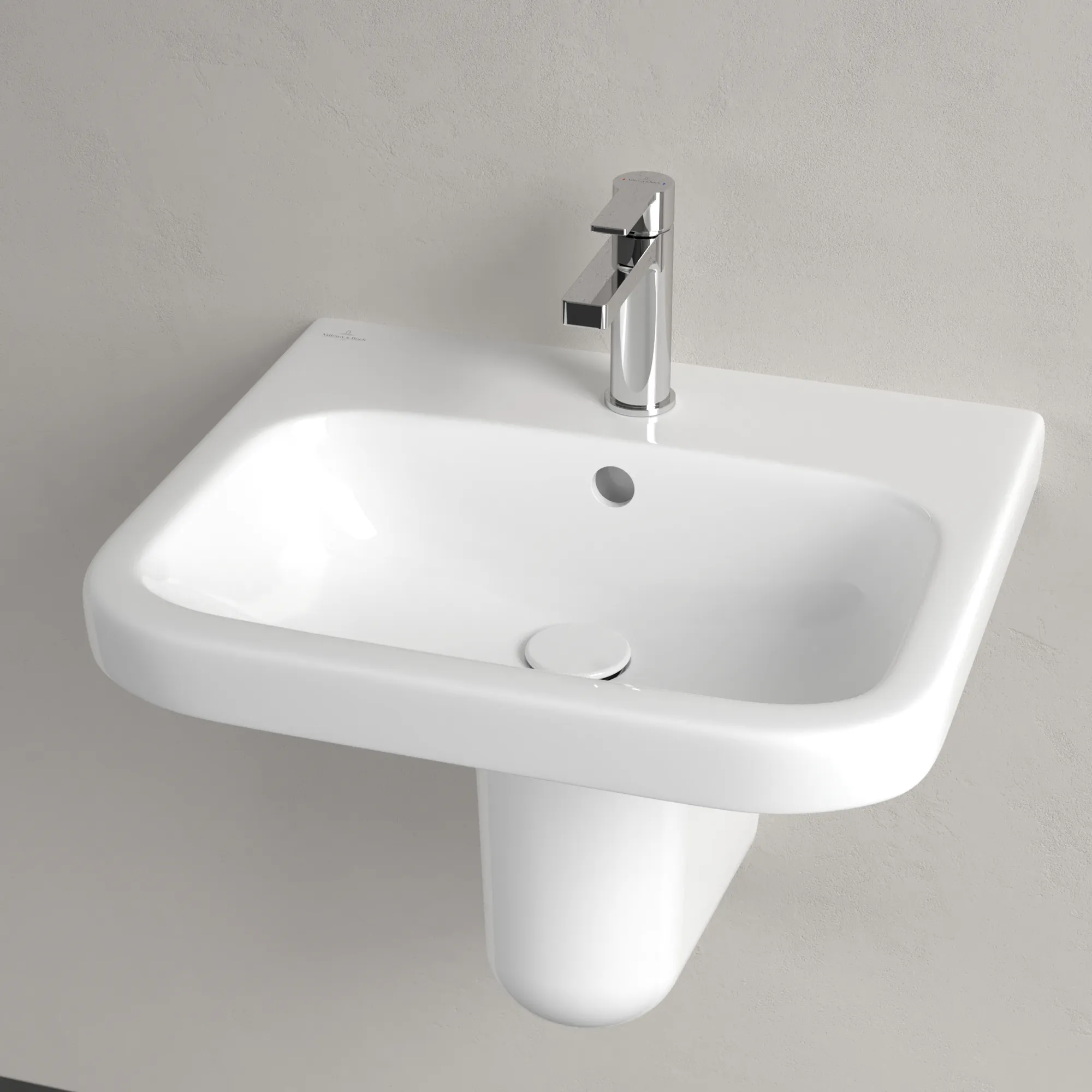 Villeroy & Boch Waschbecken „Architectura“ 550 × 470 × 180 mm, ohne Hahnlochbohrung, für Becken mittig in Weiß Alpin Villeroy & Boch Waschbecken „Architectura“ 550 × 470 × 180 mm, ohne Hahnlochbohrung, für Becken mittig in Weiß Alpin