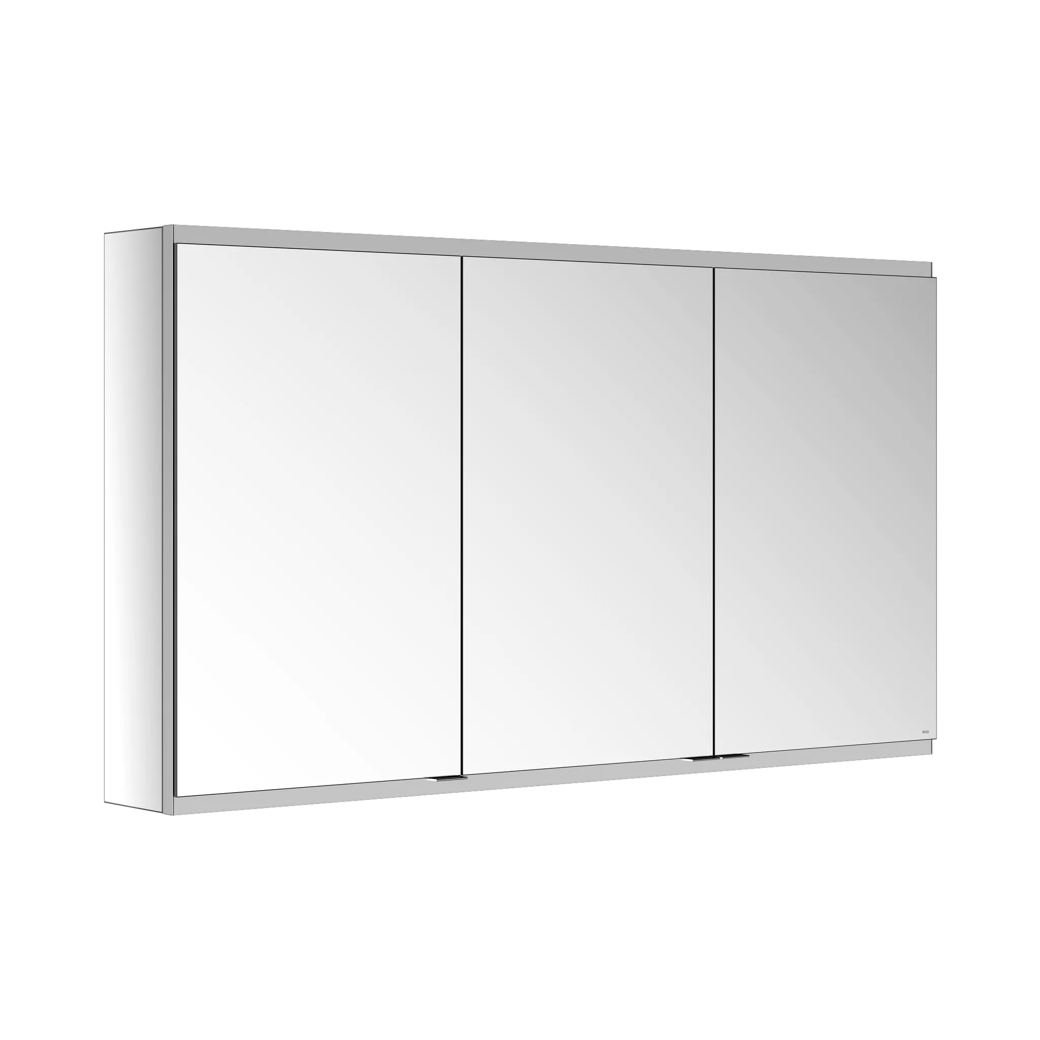 KEUCO Wandvorbau Spiegelschrank 3-türig „Royal Modular 2.0“ in Silber (eloxiert), Aufputz, ohne Beleuchtung, mit Steckdosen 1300 × 700 × 160 mm