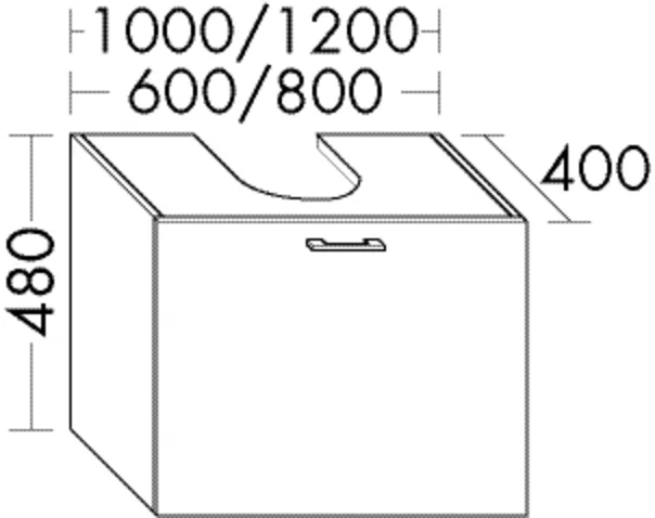 Waschtischunterschrank Sys30 von burgbad - 480 mm hoch, 600 mm breit, 400 mm tief, inkl. Metallkonsolen und Raumsparsiphon