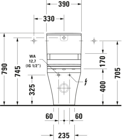 Stand-WC Kombi DuraStyle 700 mm, TS fürSPK, fürSW mitverd.Anschl., weiß Stand-WC Kombi DuraStyle 700 mm, TS fürSPK, fürSW mitverd.Anschl., weiß