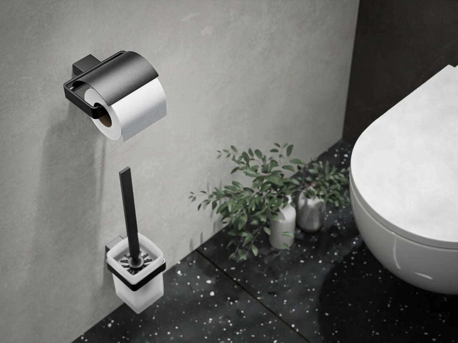 loft BürstengarniturGlasteil satiniert, schwarz/chrom loft BürstengarniturGlasteil satiniert, schwarz/chrom