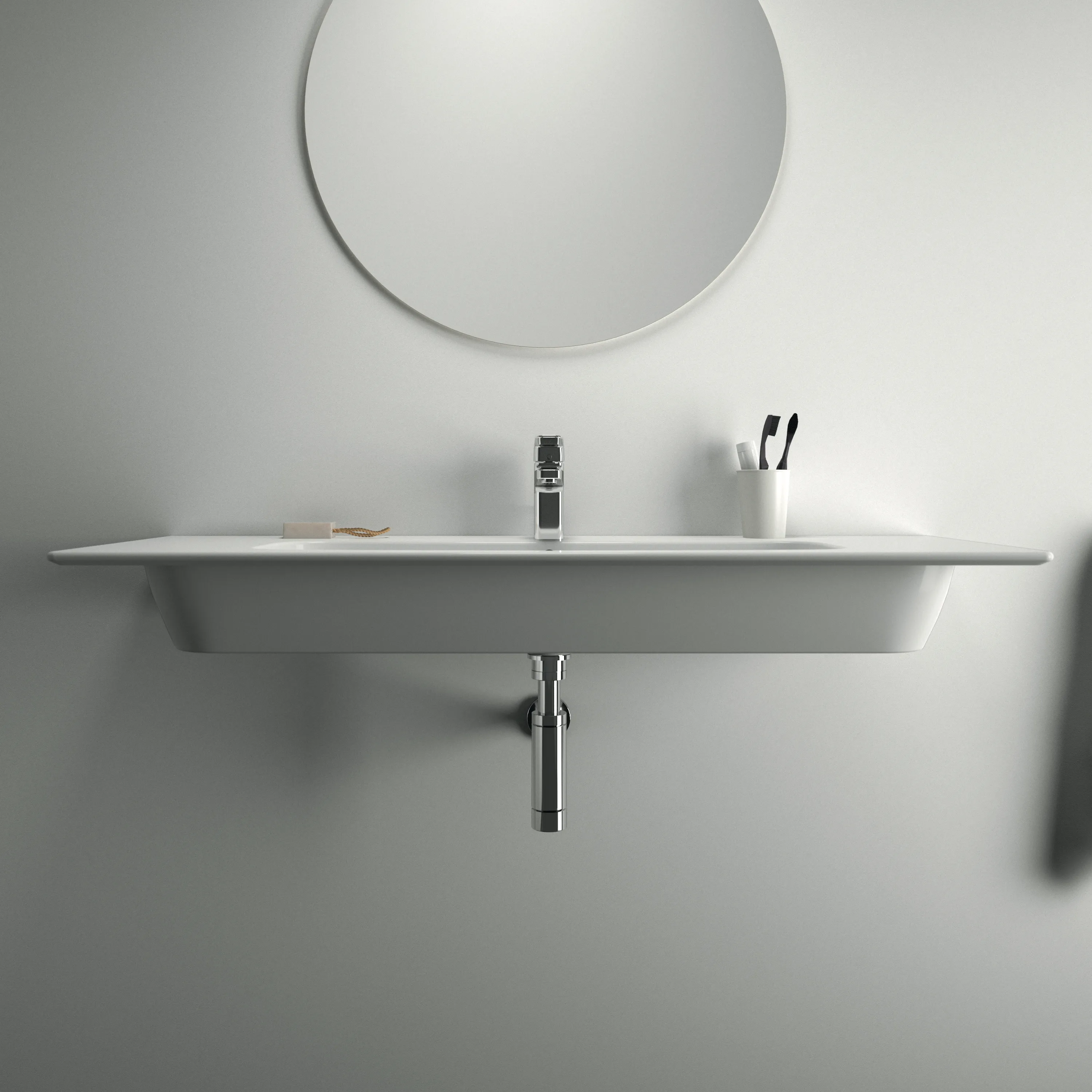 Waschbecken „i.life A“ 124 × 46 × 15,5 cm, Hahnlochposition mittig Waschbecken „i.life A“ 124 × 46 × 15,5 cm, Hahnlochposition mittig