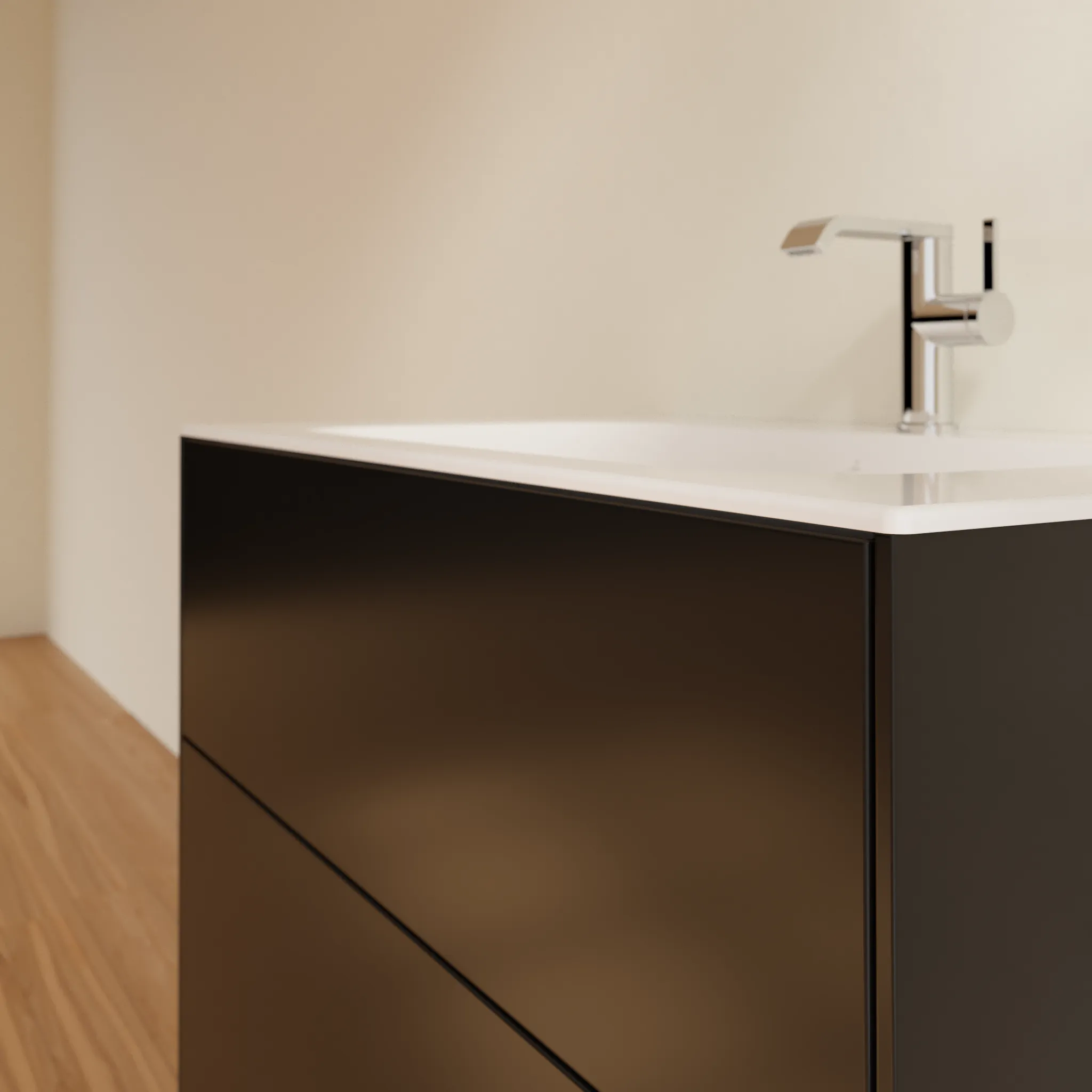 Villeroy & Boch Finion Waschbeckenunterschrank F01, 796x591x498mm, Black Matt Lacquer