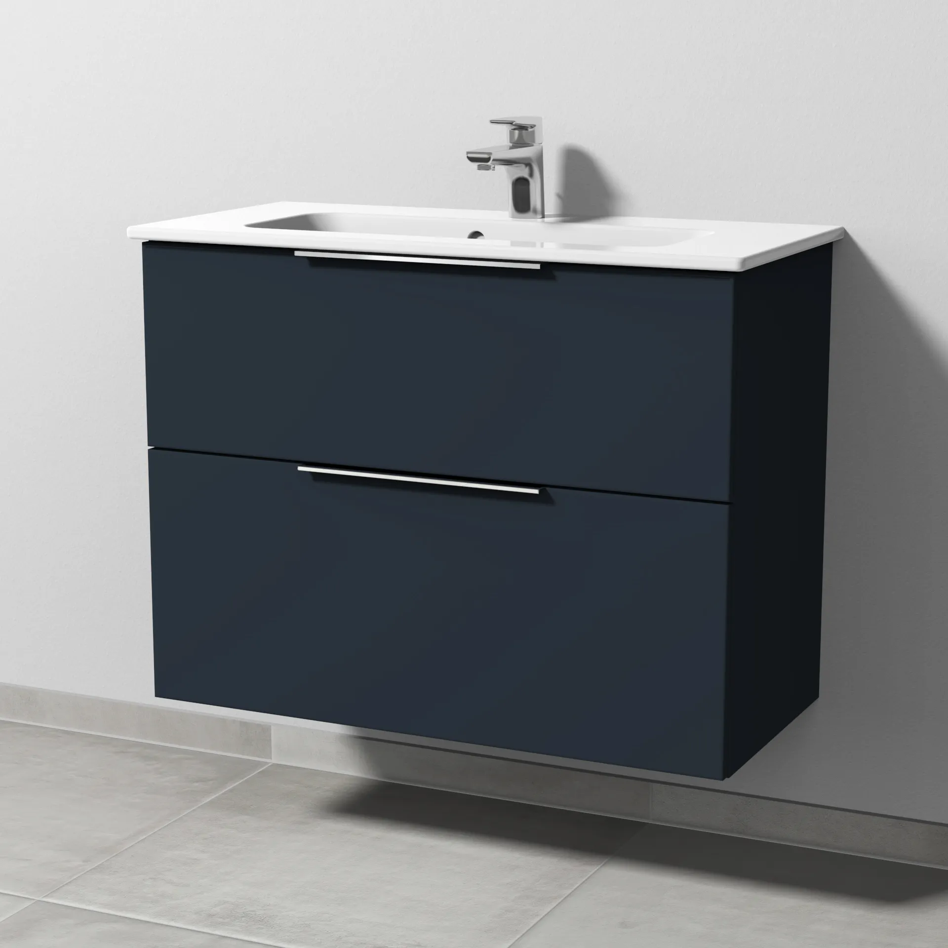 Sanipa Waschtischunterschrank „3way“ passend zu Keramik-Waschtische ME by Starck von Duravit 800 × 613 × 382 mm in Marine (matt)