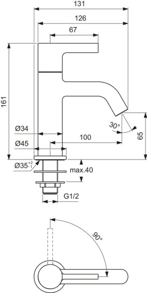 Standventil Joy Ausladung 100mm Brushed Gold Standventil Joy Ausladung 100mm Brushed Gold