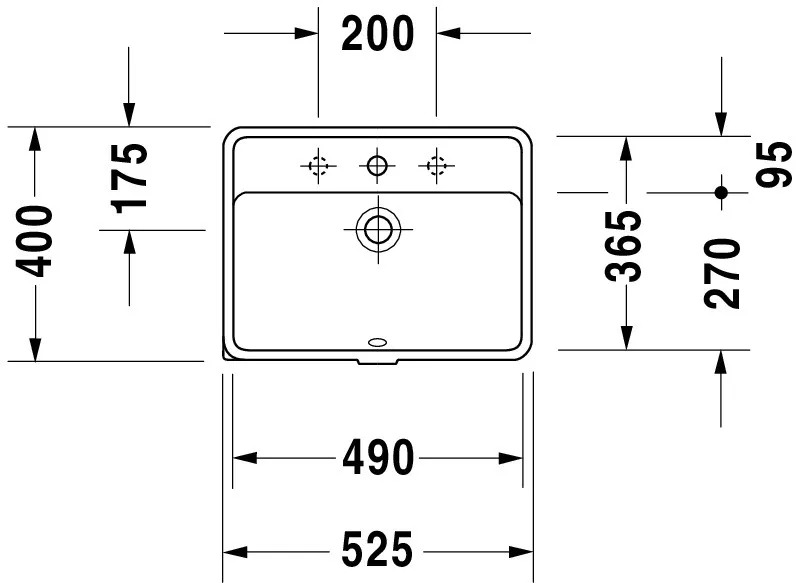 Unterbauwaschtisch „Starck 3“, mit Überlauf, Hahnlochposition mittig Unterbauwaschtisch „Starck 3“, mit Überlauf, Hahnlochposition mittig