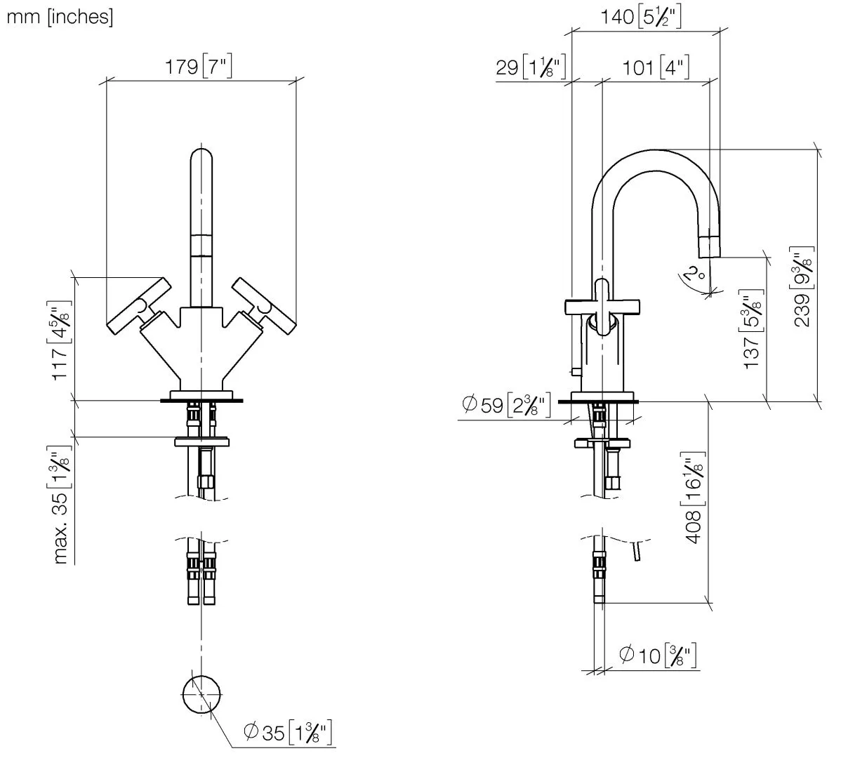 Waschtisch-Einlochbatterie mit Ablaufgarnitur TARA Chrom 22302892