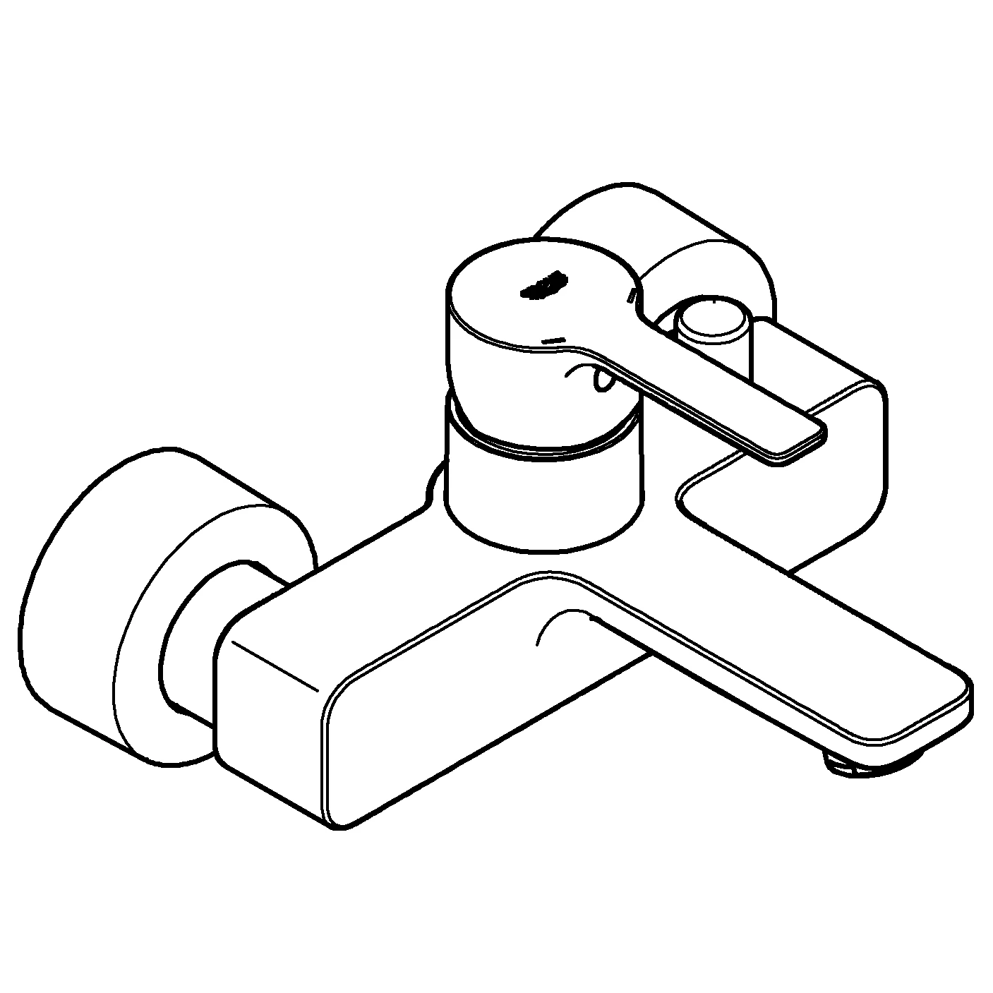 Einhand-Wannenbatterie Lineare 33849_1, Wandmontage, mit Temperaturbegrenzer, chrom